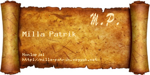 Milla Patrik névjegykártya